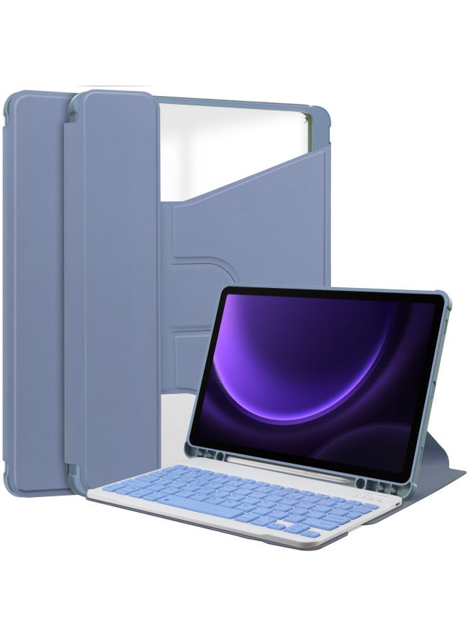 Cross-border GalaxyTabS9FE Transparent Rotating Protective Shell With Keyboard Support Pen Slot Adjustable With Magnetic Attraction
